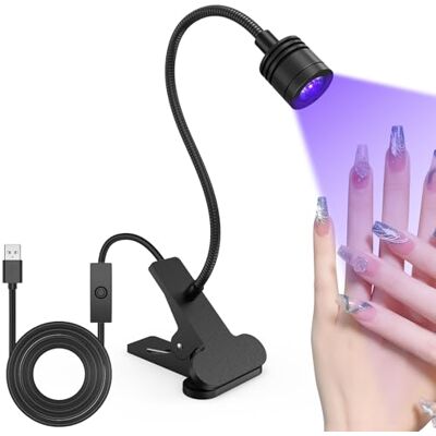 Elalove Lampada UV LED Unghie con Collo d'Oca 5W Regolabile 360 Gradi per Asciugatura Gel con Supporto a Clip e Alimentazione USB Elalove Lampada UV LED Unghie con Collo d'Oca 5W Regolabile 360 Gradi per Asciugatura Gel con Supporto a Clip e Alimentazione USB