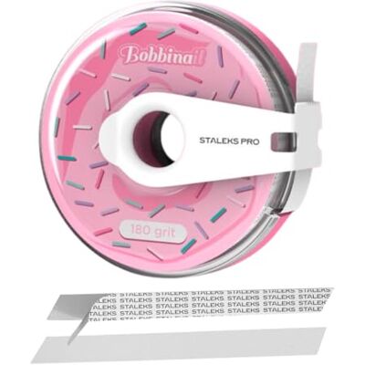 Staleks PRO BOBBINAIL Dona dispenser di lime con ricarica di lima bianca adesiva Expert. Ciambelle + Ricarica Grana 180 (Rosa) Staleks PRO BOBBINAIL Dona dispenser di lime con ricarica di lima bianca adesiva Expert. Ciambelle + Ricarica Grana 180 (Rosa)
