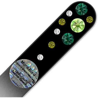 Mont Bleu Mini lime per unghie in vetro decorato a mano con Swarovski Elements Vetro di Boemia temperato originale, garanzia a vita, in custodia di velluto nero Mont Bleu Mini lime per unghie in vetro decorato a mano con Swarovski Elements Vetro di Boemia temperato originale, garanzia a vita, in custodia di velluto nero