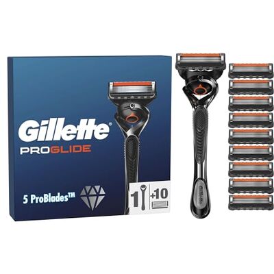 Gillette ProGlide Rasoio da uomo, 10 lame, 5 lame anti-attrito per rasatura stretta e duratura Gillette ProGlide Rasoio da uomo, 10 lame, 5 lame anti-attrito per rasatura stretta e duratura