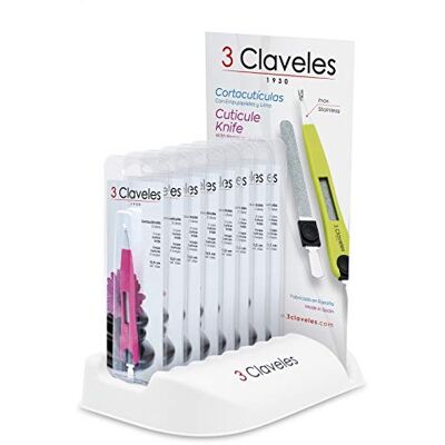 3 Claveles EXPOSITOR CORTACUTICULAS LIMA INOX 12.5 cm. 24 u. 3C 3 Claveles EXPOSITOR CORTACUTICULAS LIMA INOX 12.5 cm. 24 u. 3C