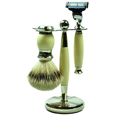 Golddachs – Set nel Look Vintage, 3 Pezzi, Colore: Bianco, Mach3 Rasoio Golddachs – Set nel Look Vintage, 3 Pezzi, Colore: Bianco, Mach3 Rasoio