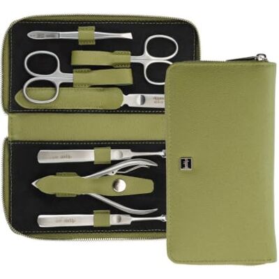 nippes Solingen Set manicure Verde, 7 pezzi, astuccio per unghie in pelle di eucalipto vegana, strumenti in acciaio inox, senza nichel e antiruggine, set per la cura delle unghie, prodotto in Solingen nippes Solingen Set manicure Verde, 7 pezzi, astuccio per unghie in pelle di eucalipto vegana, strumenti in acciaio inox, senza nichel e antiruggine, set per la cura delle unghie, prodotto in Solingen