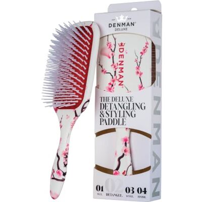 Denman Spazzola per capelli districante e styling, D38, fiori di ciliegio Spazzola piatta per districare delicatamente, asciugatura rapida e controllo dello styling, confezione di alta qualità Denman Spazzola per capelli districante e styling, D38, fiori di ciliegio Spazzola piatta per districare delicatamente, asciugatura rapida e controllo dello styling, confezione di alta qualità
