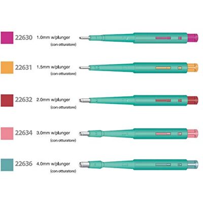 GIMA Curette Biopsia-Punch, Diametro 1,5 mm, Lama 7 mm, Sterile, con Otturatore, Confezione da 20 pezzi GIMA Curette Biopsia-Punch, Diametro 1,5 mm, Lama 7 mm, Sterile, con Otturatore, Confezione da 20 pezzi