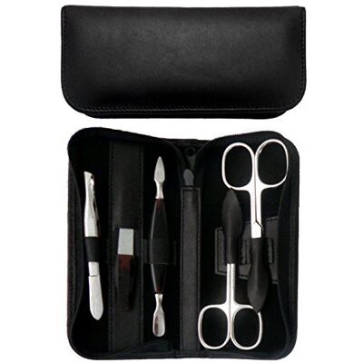 Tenartis Set Manicure 5 Pezzi in Vera Pelle Nera Nappa con Cerniera 344 Made in Italy Tenartis Set Manicure 5 Pezzi in Vera Pelle Nera Nappa con Cerniera 344 Made in Italy