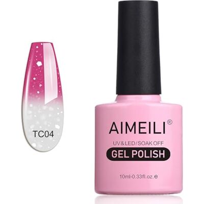 AIMEILI Smalto Semipermente Soak Off UV LED Smalti per Unghie in Gel per Manicure che Cambia Colore con la Temperatura Hot Pink to Glitter White (TC04) 10ml AIMEILI Smalto Semipermente Soak Off UV LED Smalti per Unghie in Gel per Manicure che Cambia Colore con la Temperatura Hot Pink to Glitter White (TC04) 10ml