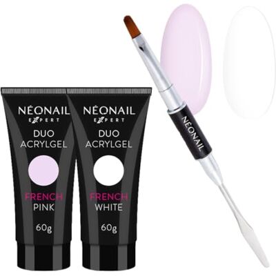 NÉONAIL Kit DUO ACRYLGEL French White e Pink con Pennello Ricostruzione unghie, estensione unghie, dual forms, gel builder, professionale NÉONAIL Kit DUO ACRYLGEL French White e Pink con Pennello Ricostruzione unghie, estensione unghie, dual forms, gel builder, professionale