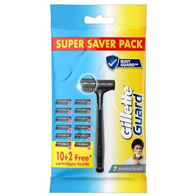 Gillette Guard Rasoio da barba da uomo (1 rasoio con 12 lame) Confezione super conveniente con fino a 1 anno di rasatura Pettine di sicurezza e testina flessibile per una rasatura sicura Gillette Guard Rasoio da barba da uomo (1 rasoio con 12 lame) Confezione super conveniente con fino a 1 anno di rasatura Pettine di sicurezza e testina flessibile per una rasatura sicura