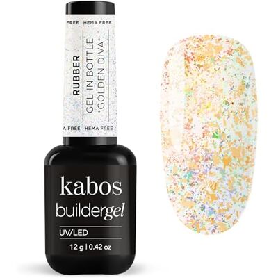 Kabos Gel Costruttore Rubber Bottiglia Golden Diva 12g – Gel Ricostruzione Unghie Glitter, Auto Livellante, Senza Limatura, Allungamento 5mm UV LED Kabos Gel Costruttore Rubber Bottiglia Golden Diva 12g – Gel Ricostruzione Unghie Glitter, Auto Livellante, Senza Limatura, Allungamento 5mm UV LED
