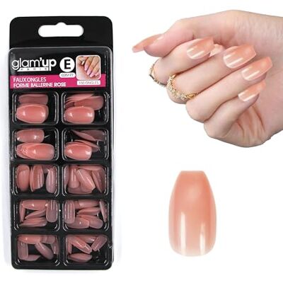 GLAM UP Glam'Up Paris Unghie finte – Copertura completa – Facile da usare, 100 pezzi, forma ballerina, n. 177, colore: Rosa GLAM UP Glam'Up Paris Unghie finte – Copertura completa – Facile da usare, 100 pezzi, forma ballerina, n. 177, colore: Rosa