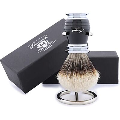 Haryali London 100% Puro Tasso Capelli Depilazione Pennello con Nero & Manico in Metallo e Spazzola Supporto/Perfetta Rasatura per Tutti pelle Tipo C Haryali London 100% Puro Tasso Capelli Depilazione Pennello con Nero & Manico in Metallo e Spazzola Supporto/Perfetta Rasatura per Tutti pelle Tipo C