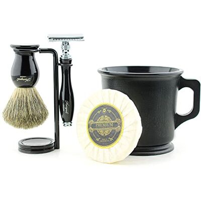 Haryali London Set di 5 pennelli da barba, pennello da barba, rasoio, sapone da barba, ciotola da barba, set di 5 pennelli da barba, pennello da barba, capelli veri, set di rasoio, nero Haryali London Set di 5 pennelli da barba, pennello da barba, rasoio, sapone da barba, ciotola da barba, set di 5 pennelli da barba, pennello da barba, capelli veri, set di rasoio, nero