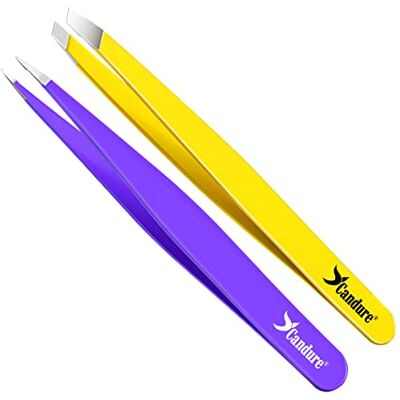 CANDURE Pinzette Sopracciglia Professionale Acciaio Inox Pinza Peli Incarniti Precisione Pinzetta per Tirare Antiscivolo Punta Obliqua Pinze per Uomini e Donne 2 Pezzo CANDURE Pinzette Sopracciglia Professionale Acciaio Inox Pinza Peli Incarniti Precisione Pinzetta per Tirare Antiscivolo Punta Obliqua Pinze per Uomini e Donne 2 Pezzo
