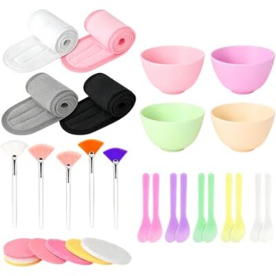 ZBIianxer Pennelli per beauty bowl in silicone con fasce per la preparazione della pelle, spatole e cuscinetti compressi per stazioni estetista Routine domestiche Uso quotidiano Cuscinetto compresso ZBIianxer Pennelli per beauty bowl in silicone con fasce per la preparazione della pelle, spatole e cuscinetti compressi per stazioni estetista Routine domestiche Uso quotidiano Cuscinetto compresso