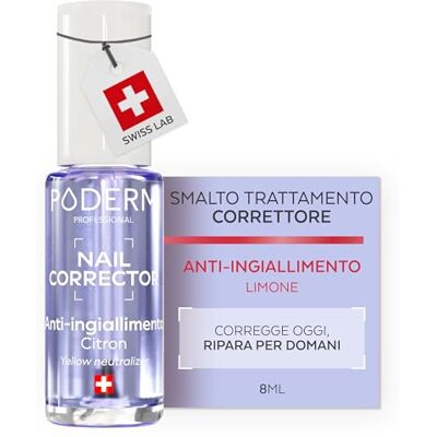 PODERM Smalto Trattamento Correttore & Perfezionatore – De-Ingiallente al Limone 8 ML – Ripristina la Chiarezza con Finitura Brillante per Unghie Macchiate Sviluppato da un Podologo in Svizzera PODERM Smalto Trattamento Correttore & Perfezionatore – De-Ingiallente al Limone 8 ML – Ripristina la Chiarezza con Finitura Brillante per Unghie Macchiate Sviluppato da un Podologo in Svizzera