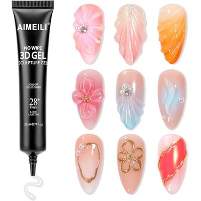 AIMEILI 3D Gel Unghie Tubetto Gel Modellante Unghie 3D, Trasparente 22g 3D Gel Nail Art, Colla Strass Unghie, UV Nail Gel per Sculture, Intaglio, Dipingere, Modellare e Decorazioni AIMEILI 3D Gel Unghie Tubetto Gel Modellante Unghie 3D, Trasparente 22g 3D Gel Nail Art, Colla Strass Unghie, UV Nail Gel per Sculture, Intaglio, Dipingere, Modellare e Decorazioni