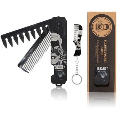 FOLODA Pettine da barba in acciaio inox a doppia dentatura, set da 2 pezzi Durevole e antiruggine per districare i nodi, pettinare, facile da riporre, portatile da viaggio, uso quotidiano FOLODA Pettine da barba in acciaio inox a doppia dentatura, set da 2 pezzi Durevole e antiruggine per districare i nodi, pettinare, facile da riporre, portatile da viaggio, uso quotidiano