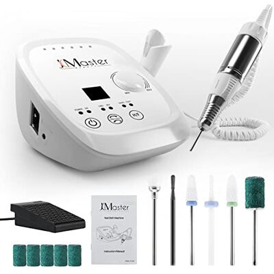 JCMASTER Fresa per Unghie, Professionale Manicure e Pedicure Kit con Pedale, 35000 RPM, 6 Fresa Punte, Lima Elettrica per Unghie Gel, per Studio Estetiste Casa Regali (bianco) JCMASTER Fresa per Unghie, Professionale Manicure e Pedicure Kit con Pedale, 35000 RPM, 6 Fresa Punte, Lima Elettrica per Unghie Gel, per Studio Estetiste Casa Regali (bianco)