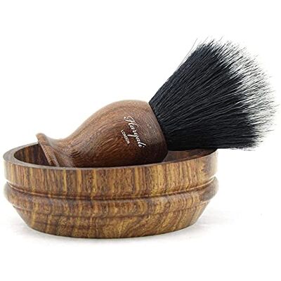 Haryali London Set di pennelli da barba con setole sintetiche e ciotola per sapone, elegante kit da barba vintage per uomo, setole vegane ecologiche e set da barba in legno resistente Haryali London Set di pennelli da barba con setole sintetiche e ciotola per sapone, elegante kit da barba vintage per uomo, setole vegane ecologiche e set da barba in legno resistente