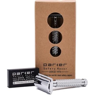rasoio di sicurezza a guardia chiusa + 5 lamette da barba parker rasoio di sicurezza a guardia chiusa + 5 lamette da barba parker