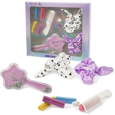 verybella Set Capelli Unicorno, Contiene 2 Elastici Colorati, 1 Spazzola Districante, 1 Pettine, 2 Mollettine, 4 Gessetti Colora Capelli per Un Look Variopinto verybella Set Capelli Unicorno, Contiene 2 Elastici Colorati, 1 Spazzola Districante, 1 Pettine, 2 Mollettine, 4 Gessetti Colora Capelli per Un Look Variopinto