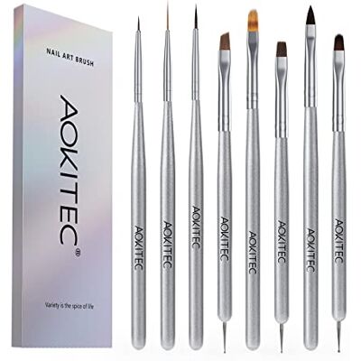 Aokitec 8 Pezzi Pennelli per Unghie, pennello per Acrigel Estensione Unghie Costruttore Gel Pennello Penna Punteggiatura Linea Trazione Unghie Salone Casa Manicure DIY Donne Aokitec 8 Pezzi Pennelli per Unghie, pennello per Acrigel Estensione Unghie Costruttore Gel Pennello Penna Punteggiatura Linea Trazione Unghie Salone Casa Manicure DIY Donne