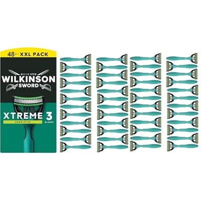 Wilkinson Sword Xtreme 3 Sensitive Rasoio usa e getta da uomo, confezione da 48 Wilkinson Sword Xtreme 3 Sensitive Rasoio usa e getta da uomo, confezione da 48