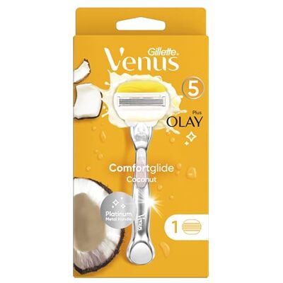 Gillette Comfortglide Coconut Plus Olay Rasoio da donna 1 lama, 5 lame per una rasatura liscia e precisa che dura Gillette Comfortglide Coconut Plus Olay Rasoio da donna 1 lama, 5 lame per una rasatura liscia e precisa che dura