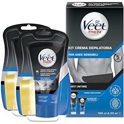 VEET Men Crema Depilatoria Sotto la doccia x2 Pelli Sensibili + Men Kit Depilazione Intima Pelli Sensibili VEET Men Crema Depilatoria Sotto la doccia x2 Pelli Sensibili + Men Kit Depilazione Intima Pelli Sensibili