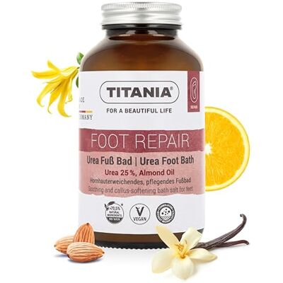 TITANIA Urea Sale per pediluvio con 25% di urea per piedi secchi, 270 g Bagno per piedi nutriente intensivo con 25% di urea e olio di mandorle per pelle secca e calli, prodotto in Germania TITANIA Urea Sale per pediluvio con 25% di urea per piedi secchi, 270 g Bagno per piedi nutriente intensivo con 25% di urea e olio di mandorle per pelle secca e calli, prodotto in Germania