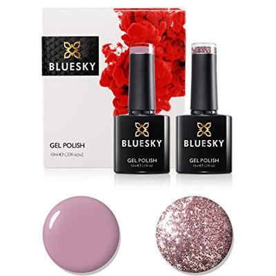 Set di Smalti Gel Rosa A044 - 9º Anniversario, Glitter, 2x10ml Set di Smalti Gel Rosa A044 - 9º Anniversario, Glitter, 2x10ml