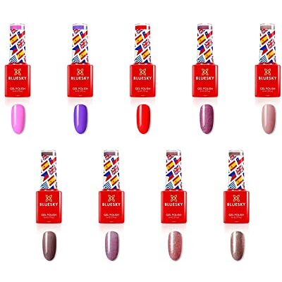 BLUESKY Smalto semipermente per Unghie Kit in Gel, 10 Year Anniversary Full Collection. 9 x 5ml (Soak off UV/LED Gel) Rosso, Viola, Rosa, Glitter 15 ml BLUESKY Smalto semipermente per Unghie Kit in Gel, 10 Year Anniversary Full Collection. 9 x 5ml (Soak off UV/LED Gel) Rosso, Viola, Rosa, Glitter 15 ml
