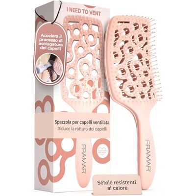 FRAMAR Spazzola Professionale Ventilata per Capelli Spazzola Champagne Districante per Capelli, Spazzola Anti Rottura per Capelli, Spazzola per Capelli Bagnati da Donna FRAMAR Spazzola Professionale Ventilata per Capelli Spazzola Champagne Districante per Capelli, Spazzola Anti Rottura per Capelli, Spazzola per Capelli Bagnati da Donna