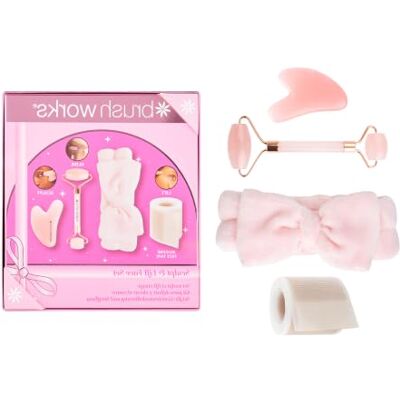 Brushworks Sculpt & Lift Face Set Guard Sha & Roller, Helps Face Depuffing & Circulation, For Jawline & Cheeckbones, At Home Spa Set & Relaxation, Includes Face Tape & Makeup Headband Brushworks Sculpt & Lift Face Set Guard Sha & Roller, Helps Face Depuffing & Circulation, For Jawline & Cheeckbones, At Home Spa Set & Relaxation, Includes Face Tape & Makeup Headband