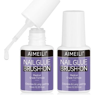 AIMEILI Colla per Unghie Finte Nail Glue for Nail Tip Press on Nails 2x10ml Colla per Unghie Senza Lampada, Glue Unghie per Tips, Colla per Tip con Pennello, Facile da Usare AIMEILI Colla per Unghie Finte Nail Glue for Nail Tip Press on Nails 2x10ml Colla per Unghie Senza Lampada, Glue Unghie per Tips, Colla per Tip con Pennello, Facile da Usare