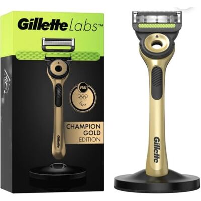 Gillette Labs Rasoio Uomo Con Barra Esfoliante Campione Gold, Manico Riutilizzabile E 1 Cartuccia Di Ricarica Labs Ha 5 Migliori Lame Di Marca, Rasatura Viso Confortevole Gillette Labs Rasoio Uomo Con Barra Esfoliante Campione Gold, Manico Riutilizzabile E 1 Cartuccia Di Ricarica Labs Ha 5 Migliori Lame Di Marca, Rasatura Viso Confortevole
