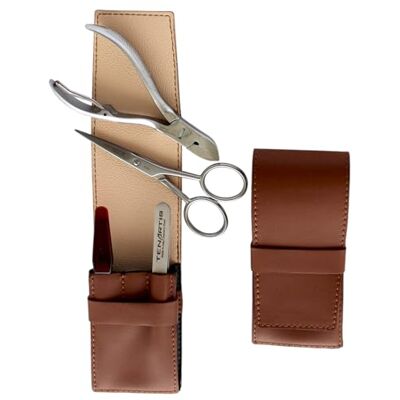 Tenartis Set Uomo Manicure & Pedicure, Barba & Baffi 4 Pezzi Inox in Vera Pelle Marrone 381 Made in Italy Tenartis Set Uomo Manicure & Pedicure, Barba & Baffi 4 Pezzi Inox in Vera Pelle Marrone 381 Made in Italy