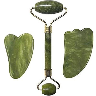 LiuliuBull Massaggiatore in Giada Naturale Viso massaggiatore Reale Pietra Gouache Raschietto facciale Massager Giada Rullo a rulli Guasha Massage Board (Color : 3PCS Type B) LiuliuBull Massaggiatore in Giada Naturale Viso massaggiatore Reale Pietra Gouache Raschietto facciale Massager Giada Rullo a rulli Guasha Massage Board (Color : 3PCS Type B)