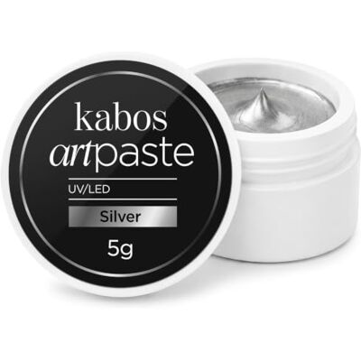 Kabos Pasta Gel per Nail Art UV/LED Argento 5g Resistente alle Scheggiature, Lunga Durata, Toxin Free Kabos Pasta Gel per Nail Art UV/LED Argento 5g Resistente alle Scheggiature, Lunga Durata, Toxin Free