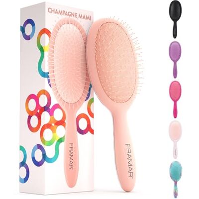 FRAMAR Spazzola Districante per Capelli Spazzola Scioglinodi Champagne per Donna, Spazzola Anti-Rottura per Capelli, Hair Brush, Spazzola Professionale per Capelli Ricci e Bagnati FRAMAR Spazzola Districante per Capelli Spazzola Scioglinodi Champagne per Donna, Spazzola Anti-Rottura per Capelli, Hair Brush, Spazzola Professionale per Capelli Ricci e Bagnati