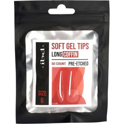 IBD Soft Gel Tip – Coffin Long – 50 pezzi – Taglia 6 – Made in USA – Estensioni delle unghie solubili in acetone di alta qualità con durata di 4 settimane, punte trasparenti – punte morbide in gel IBD Soft Gel Tip – Coffin Long – 50 pezzi – Taglia 6 – Made in USA – Estensioni delle unghie solubili in acetone di alta qualità con durata di 4 settimane, punte trasparenti – punte morbide in gel