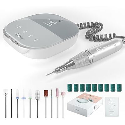 JCMASTER Fresa per Unghie 35000 RPM con Touchscreen e 10 Punte Per manicure e pedicure su gel e acrilico, con velocità continua, rotazione destra/sinistra e manipolo Twist-Lock JCMASTER Fresa per Unghie 35000 RPM con Touchscreen e 10 Punte Per manicure e pedicure su gel e acrilico, con velocità continua, rotazione destra/sinistra e manipolo Twist-Lock