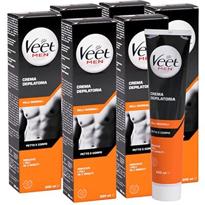 VEET 6x For Men Crema Depilatoria per Uomo Silk & Fresh per Pelli Normali Idratante e Profumata Con Spatola di Applicazione e Rimozione Crema Flaconi da 200ml VEET 6x For Men Crema Depilatoria per Uomo Silk & Fresh per Pelli Normali Idratante e Profumata Con Spatola di Applicazione e Rimozione Crema Flaconi da 200ml