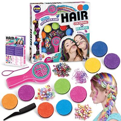 FUN KIDZ FunKidz Kit per trecce per capelli per ragazze 8-12, pinza per colorare temporaneamente i capelli con gesso per bambini, lavabile, kit di trucco per capelli FUN KIDZ FunKidz Kit per trecce per capelli per ragazze 8-12, pinza per colorare temporaneamente i capelli con gesso per bambini, lavabile, kit di trucco per capelli