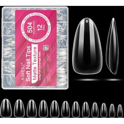 AIMEILI 504 Pezzi Unghie Finte 12 Taglie Tip in Gel per Unghie Nail Tips 12 Soft Gel Tips Unghie Ricostruzione, Tip Unghie Artificiali con Custodia, Fake Nails, Manicure Accessori per Salone di Casa AIMEILI 504 Pezzi Unghie Finte 12 Taglie Tip in Gel per Unghie Nail Tips 12 Soft Gel Tips Unghie Ricostruzione, Tip Unghie Artificiali con Custodia, Fake Nails, Manicure Accessori per Salone di Casa