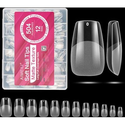 AIMEILI 504 Pezzi Unghie Finte 12 Taglie Tip in Gel per Unghie Nail Tips 15 Soft Gel Tips Unghie Ricostruzione, Tip Unghie Artificiali con Custodia, Fake Nails, Manicure Accessori per Salone di Casa AIMEILI 504 Pezzi Unghie Finte 12 Taglie Tip in Gel per Unghie Nail Tips 15 Soft Gel Tips Unghie Ricostruzione, Tip Unghie Artificiali con Custodia, Fake Nails, Manicure Accessori per Salone di Casa