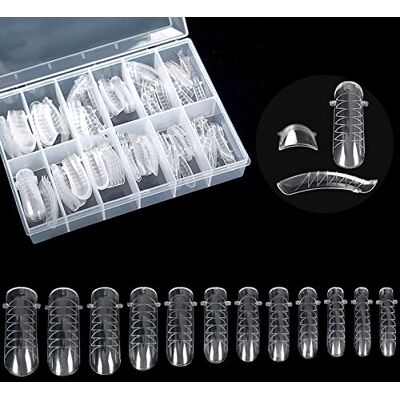 KADS , unghie in acrilico trasparente per nail art con sistema gel a raggi UV, copertura completa, con scala graduata, ideali per ricostruzione, 120 pezzi KADS , unghie in acrilico trasparente per nail art con sistema gel a raggi UV, copertura completa, con scala graduata, ideali per ricostruzione, 120 pezzi