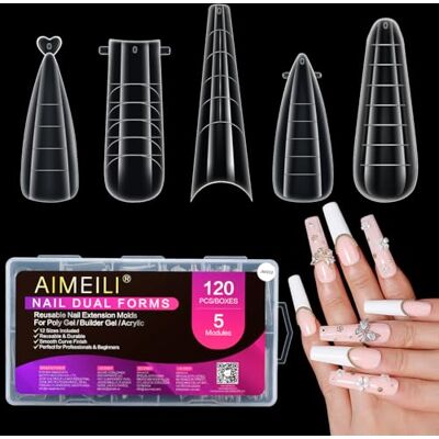 AIMEILI 120 Pezzi 5 Stili Dual Form Tips per Ricostruzione Unghie 002 Nail Dual Form con Scalino, Dual Form per Gel e Acrygel Unghie Ricostruzione, Strumenti per Unghie Ricostruzione AIMEILI 120 Pezzi 5 Stili Dual Form Tips per Ricostruzione Unghie 002 Nail Dual Form con Scalino, Dual Form per Gel e Acrygel Unghie Ricostruzione, Strumenti per Unghie Ricostruzione