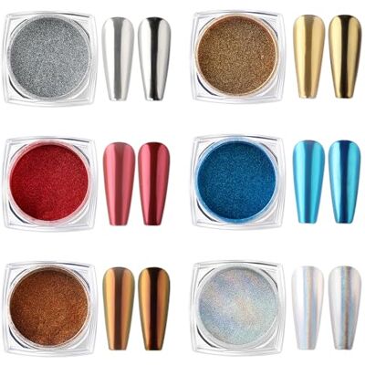 AIMEILI 6 Boxs Polvere Unghie Effetto Specchio, Perla Iridescente, Chrome, Laser, Chameleon, Peacock, Holographic, Pigmento Glitter Metallizati Kit di Decorazione Nail Powder AIMEILI 6 Boxs Polvere Unghie Effetto Specchio, Perla Iridescente, Chrome, Laser, Chameleon, Peacock, Holographic, Pigmento Glitter Metallizati Kit di Decorazione Nail Powder